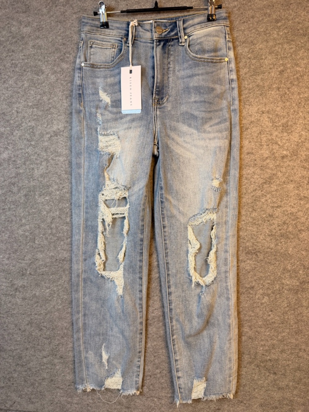 Risen NWT Light Blue Distressed Straight-Leg Jeans